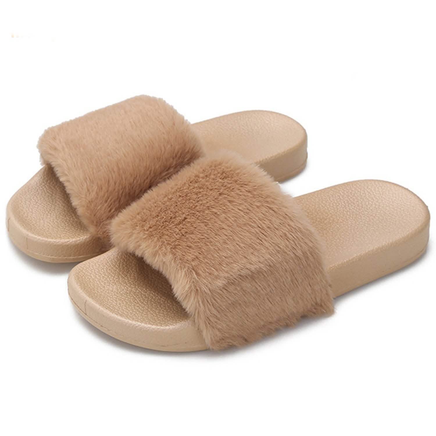 Women Faux Fur Slippers Open Toe DailySale