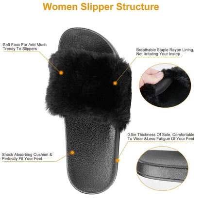 Women Faux Fur Slippers Open Toe DailySale