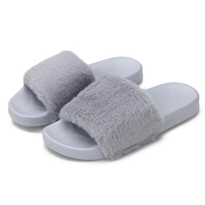 Women Faux Fur Slippers Open Toe DailySale