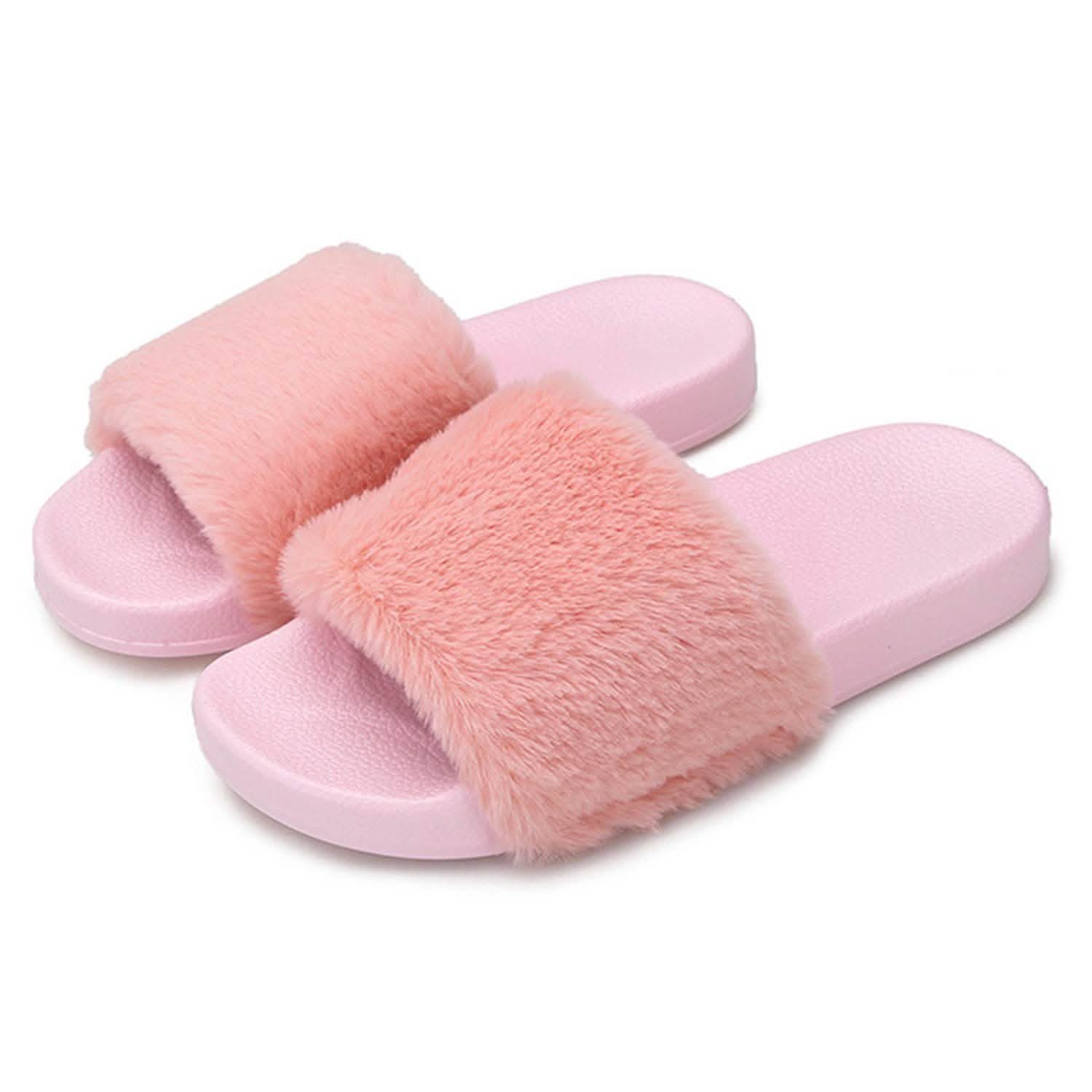 Women Faux Fur Slippers Open Toe DailySale