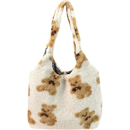 Women Girls Cute Bear Plush Shoulder Bag Large Tote DailySale