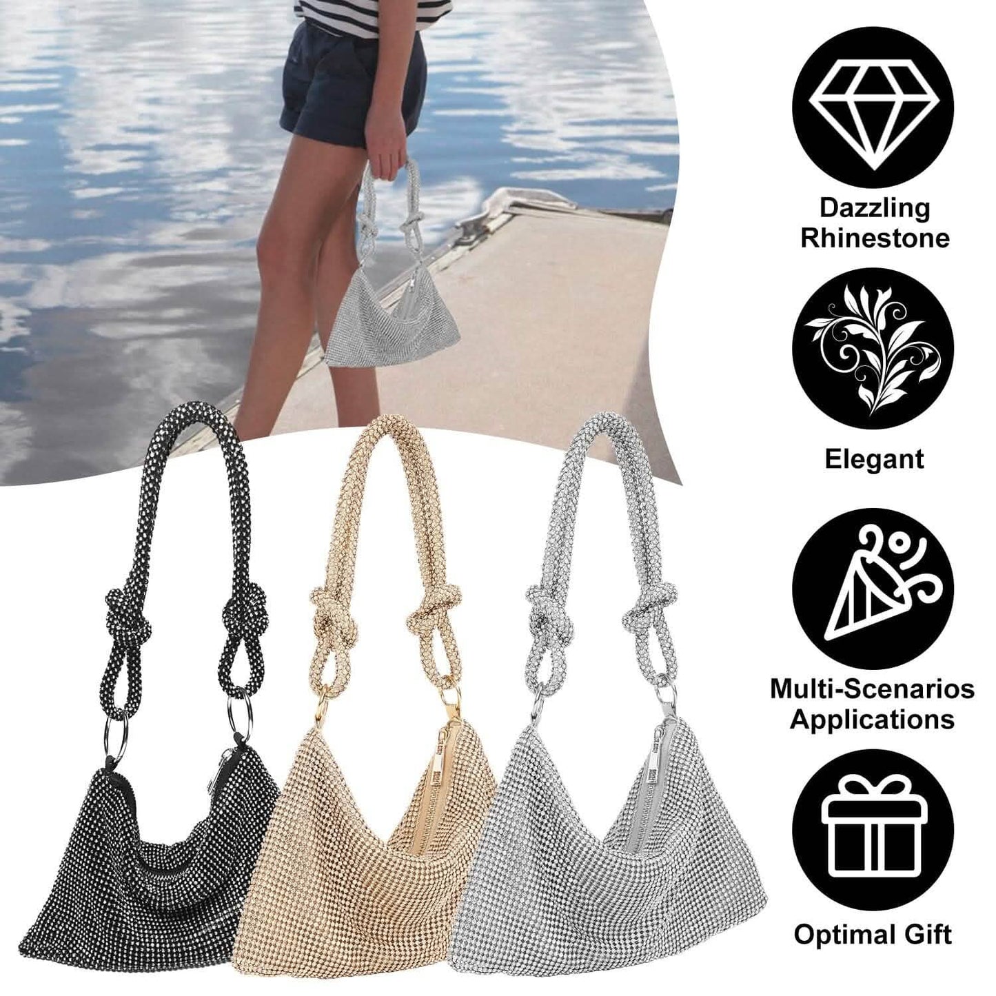 Women Glitter Evening Bags Shiny Rhinestone Handbag Purses DailySale
