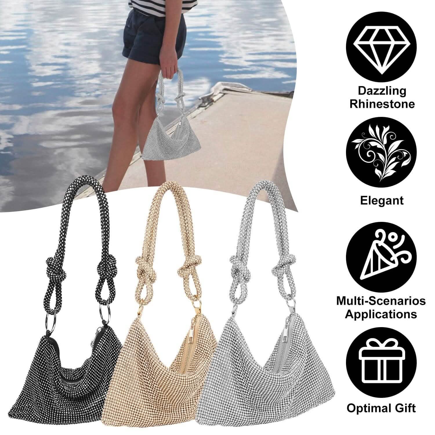 Women Glitter Evening Bags Shiny Rhinestone Handbag Purses DailySale