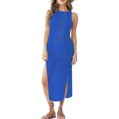 Women Hollow Out Sleeveless Bikini Swimsuit Side Split Long Beach Dresses DailySale