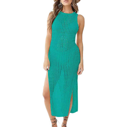 Women Hollow Out Sleeveless Bikini Swimsuit Side Split Long Beach Dresses DailySale