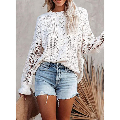 Women Lace Crew Neck Sweater DailySale