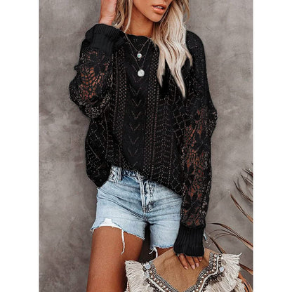 Women Lace Crew Neck Sweater DailySale