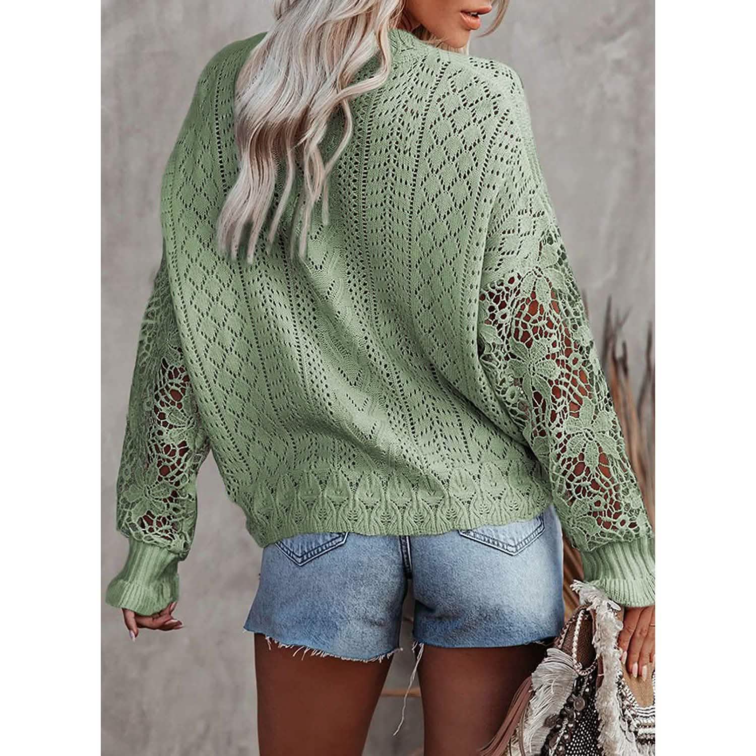 Women Lace Crew Neck Sweater DailySale