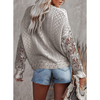 Women Lace Crew Neck Sweater DailySale