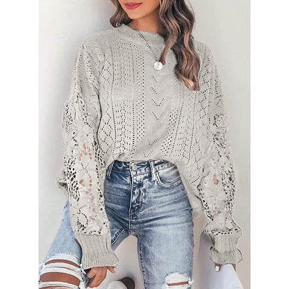 Women Lace Crew Neck Sweater DailySale