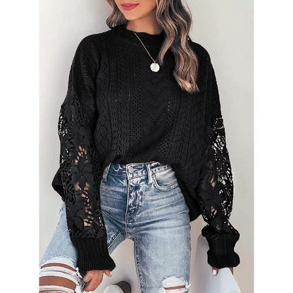 Women Lace Crew Neck Sweater DailySale