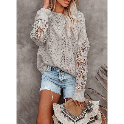 Women Lace Crew Neck Sweater DailySale