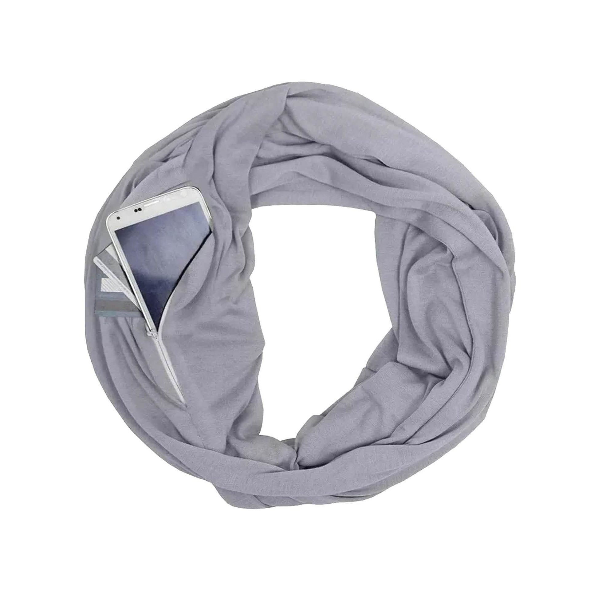 Women Lightweight Infinity Scarf With Pocket Loop Zipper DailySale