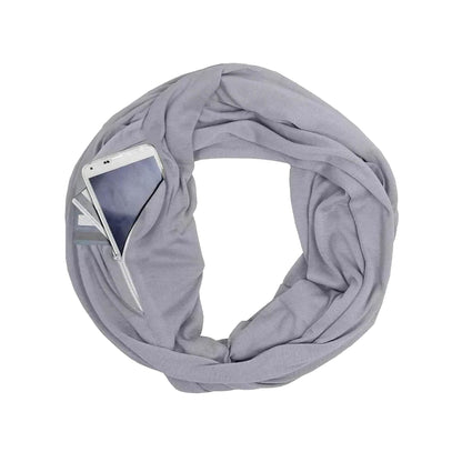 Women Lightweight Infinity Scarf With Pocket Loop Zipper DailySale
