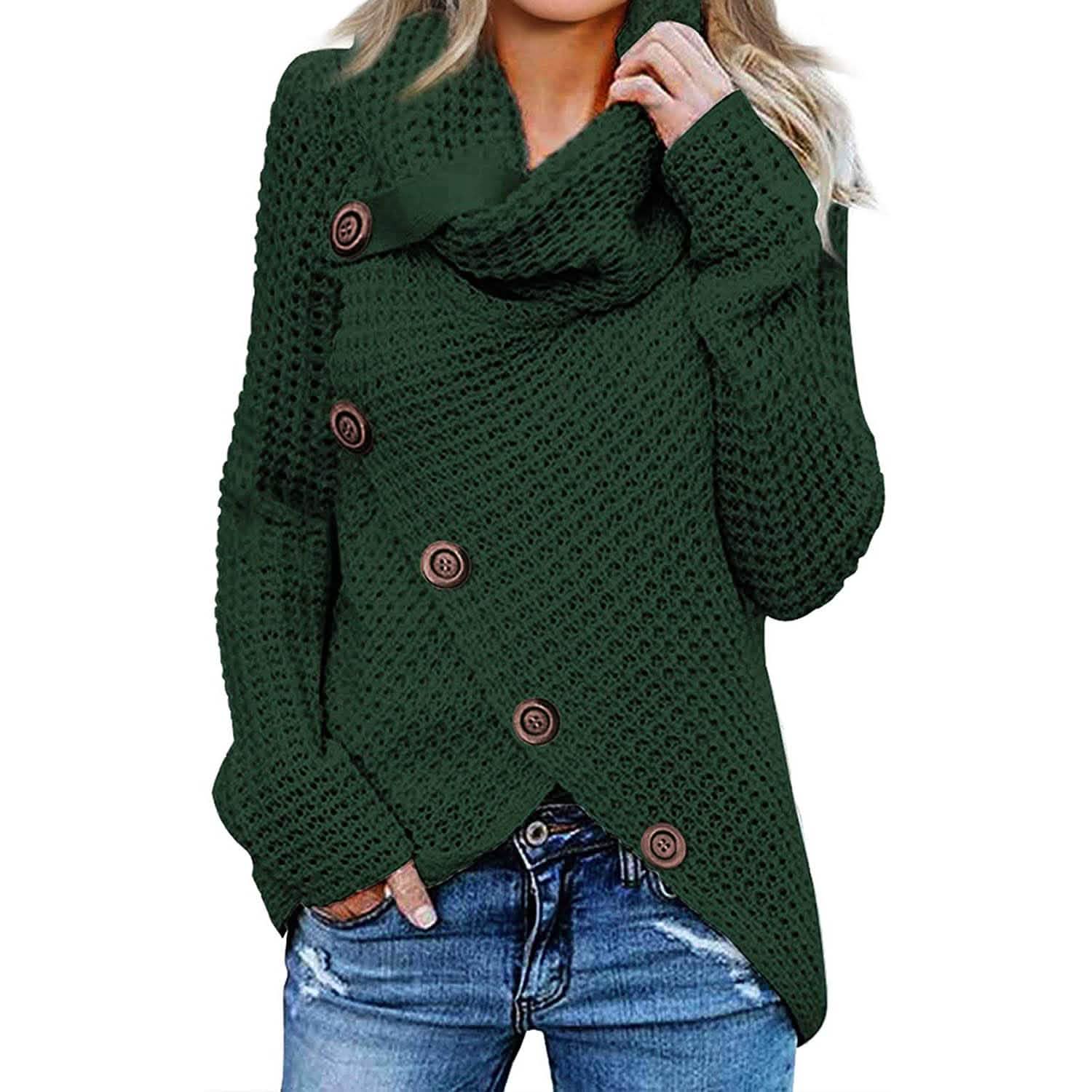 Women Long Sleeve Asymmetric Wrap Pullover Sweater Jumper Tops DailySale