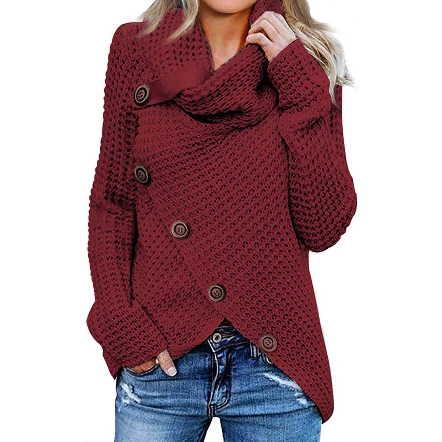 Women Long Sleeve Asymmetric Wrap Pullover Sweater Jumper Tops DailySale