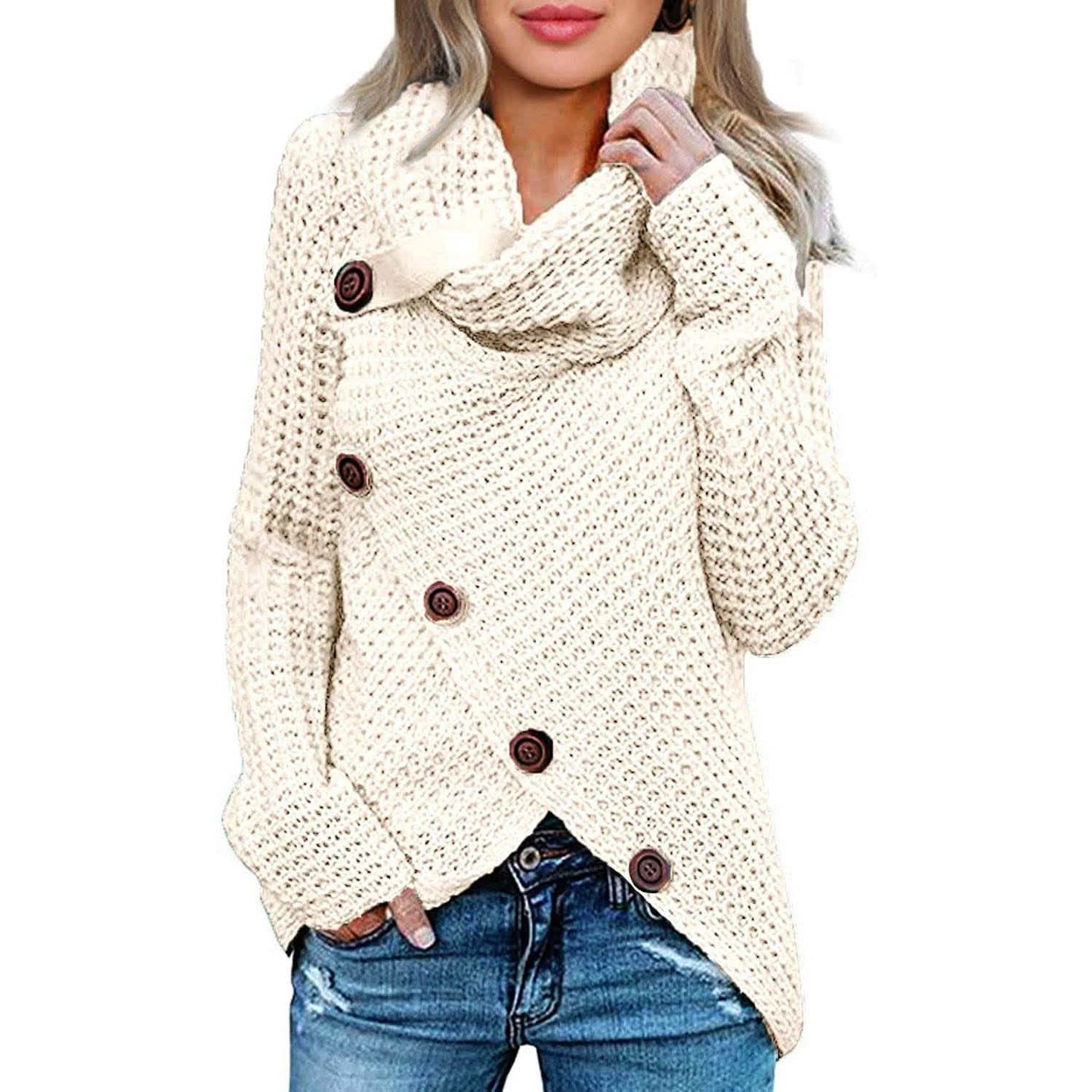 Women Long Sleeve Asymmetric Wrap Pullover Sweater Jumper Tops DailySale