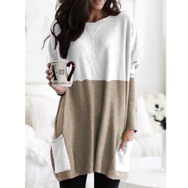 Women Long Sleeve Casual Pocket T-Shirt Loose Plus Size Top Blouse DailySale