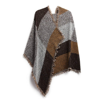 Women Long Soft Knitted Shawl Extra Thick Plaid Blanket Wrap Cape DailySale