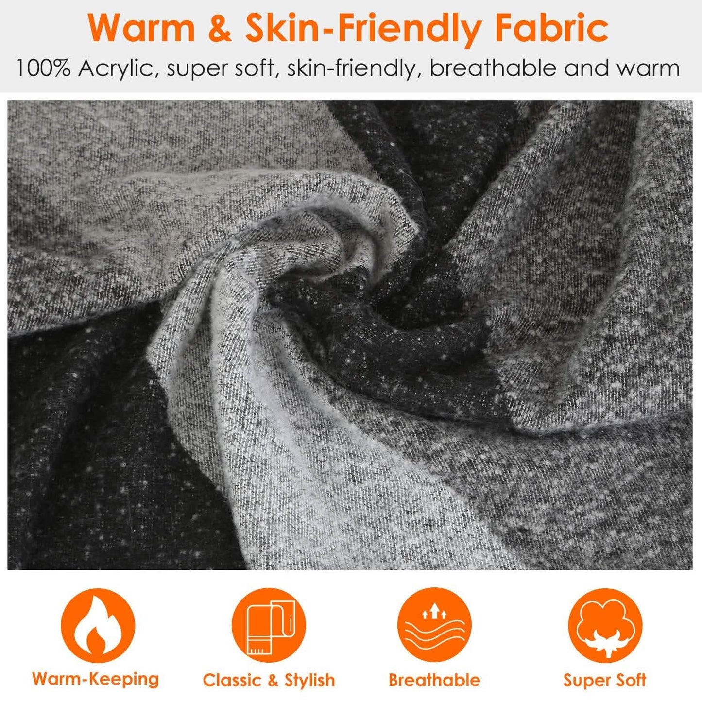 Women Long Soft Knitted Shawl Extra Thick Plaid Blanket Wrap Cape DailySale