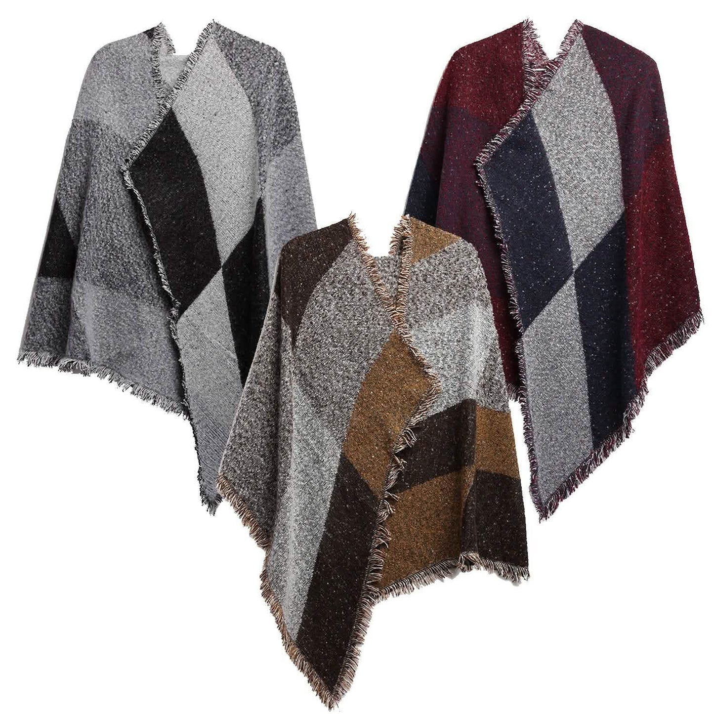 Women Long Soft Knitted Shawl Extra Thick Plaid Blanket Wrap Cape DailySale