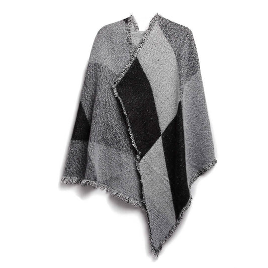 Women Long Soft Knitted Shawl Extra Thick Plaid Blanket Wrap Cape DailySale