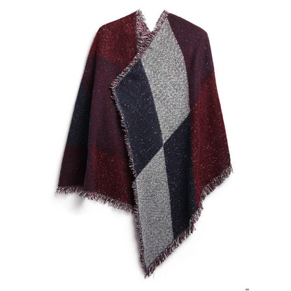 Women Long Soft Knitted Shawl Extra Thick Plaid Blanket Wrap Cape DailySale