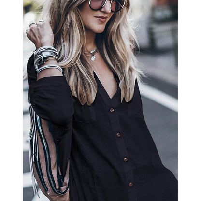 Women Loose Long Sleeve Swimsuit Cover Ups Button Down Beach Shirt DailySale