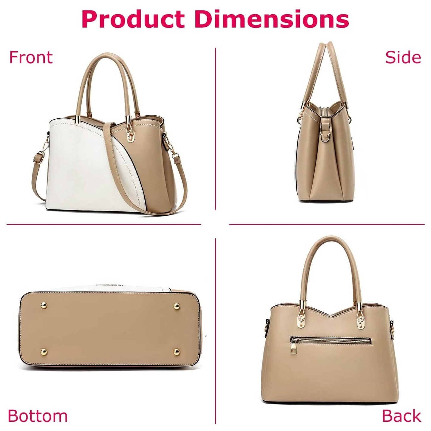 Women Medium Sized Leather Satchel Crossbody Bag with Stylish Stitching Detachable Strap DailySale