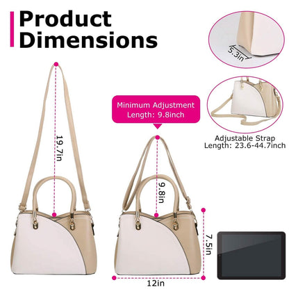 Women Medium Sized Leather Satchel Crossbody Bag with Stylish Stitching Detachable Strap DailySale
