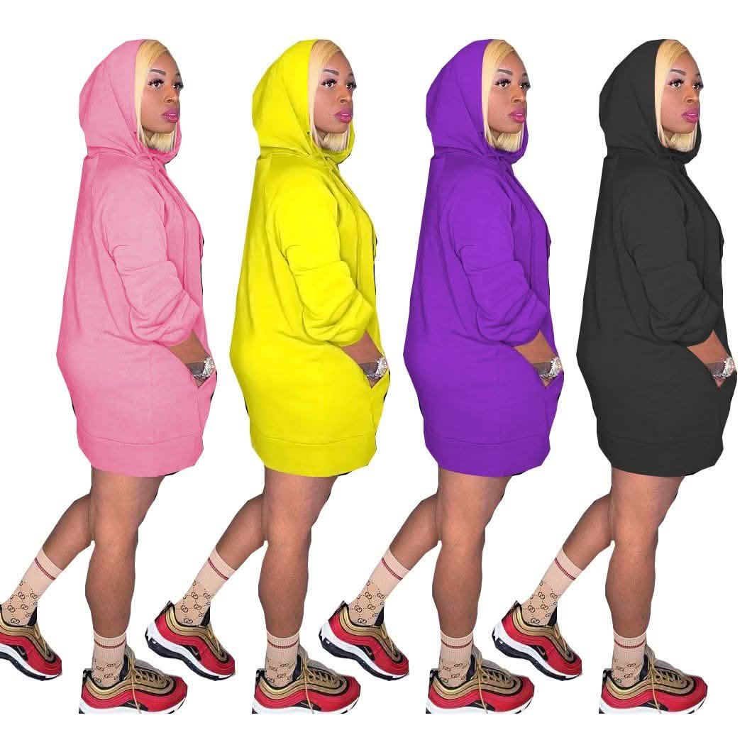 Women Solid Color Knitted Oversized Hooded Dress Casual Streetwear DailySale