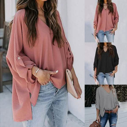 Women Spring and Autumn V-neck Blouse DailySale