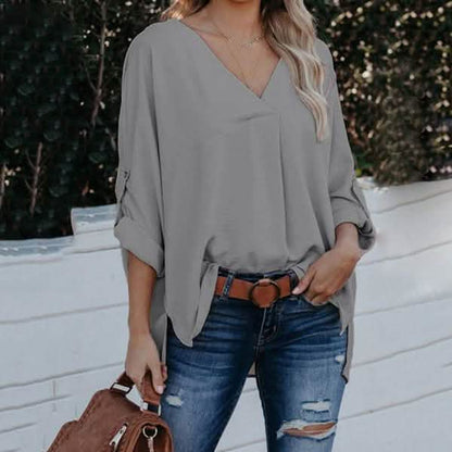 Women Spring and Autumn V-neck Blouse DailySale