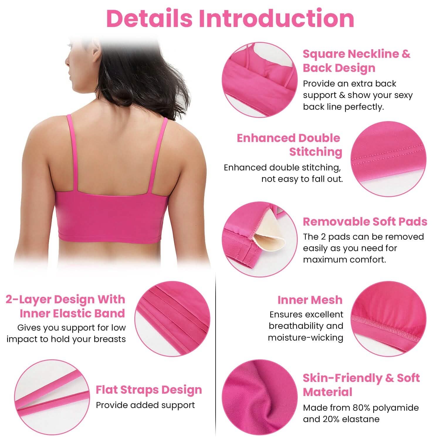 Women Strap Sport Bras Padded Strappy Tank Tops DailySale