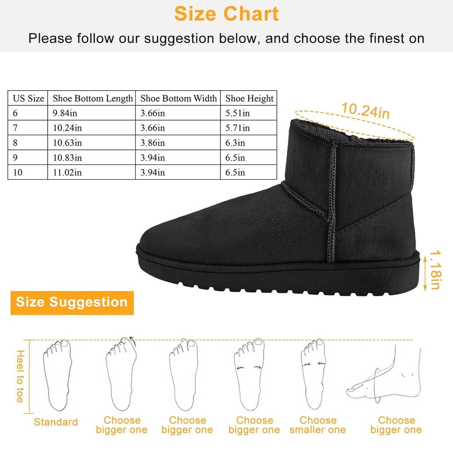 Women Suede Mid-Calf Snow Boot with Anti-slip Rubber Base DailySale