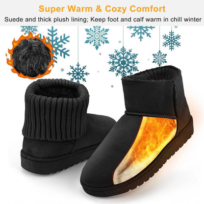 Women Suede Mid-Calf Snow Boot with Anti-slip Rubber Base DailySale