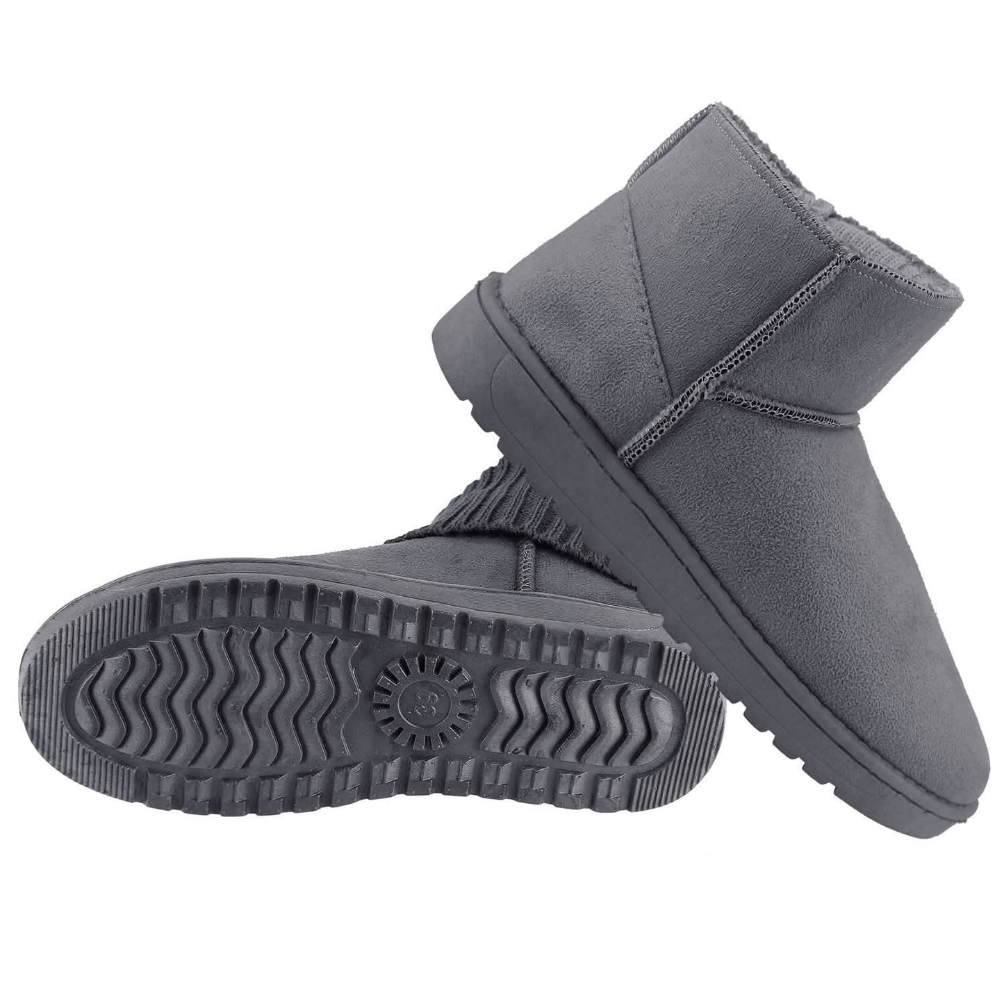 Women Suede Mid-Calf Snow Boot with Anti-slip Rubber Base DailySale