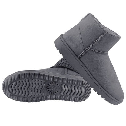 Women Suede Mid-Calf Snow Boot with Anti-slip Rubber Base DailySale