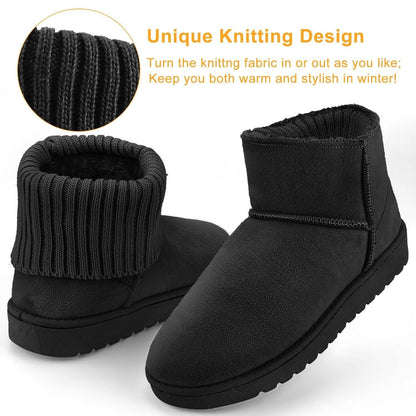 Women Suede Mid-Calf Snow Boot with Anti-slip Rubber Base DailySale