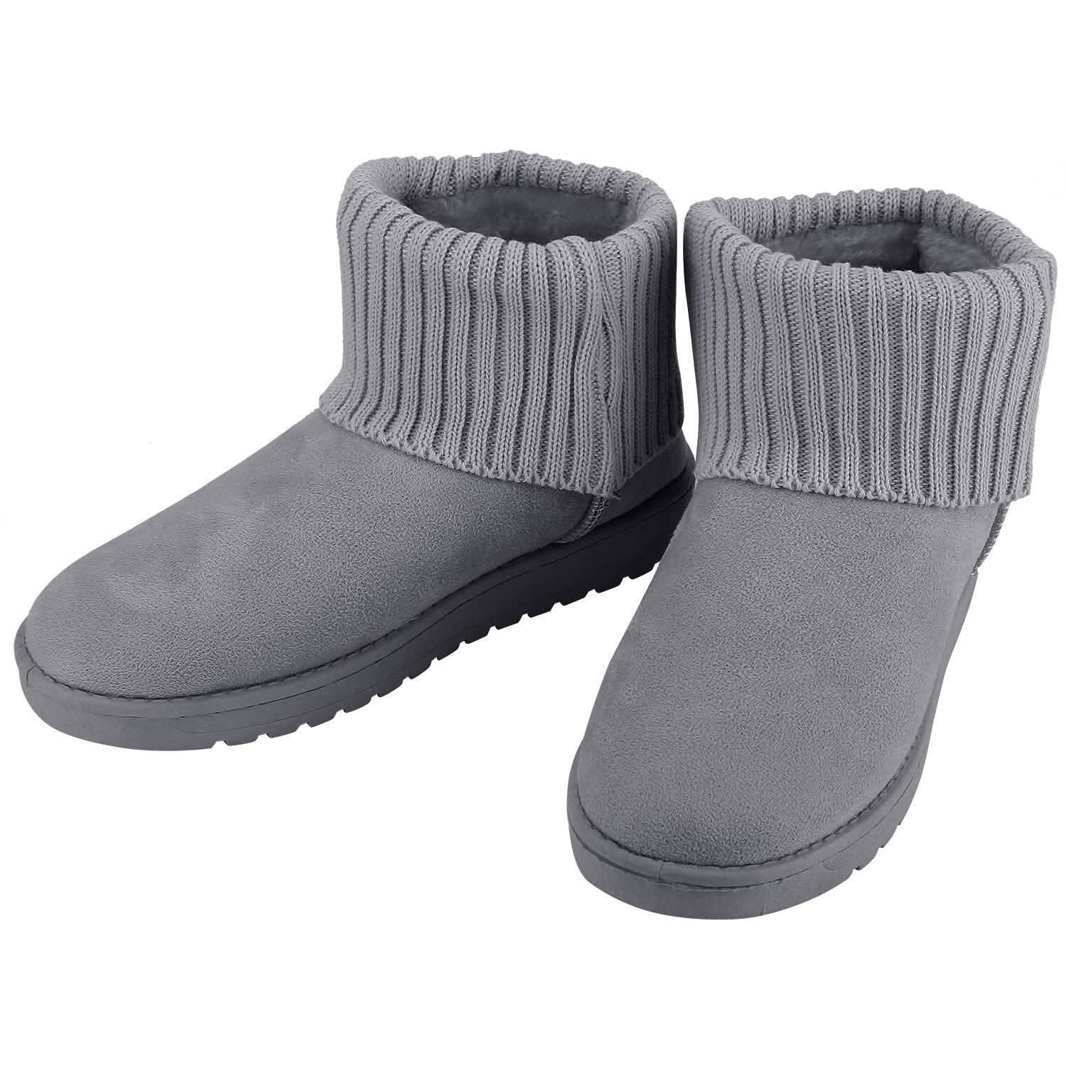 Women Suede Mid-Calf Snow Boot with Anti-slip Rubber Base DailySale