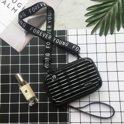 Women Suitcase Box Shape Crossbody Shoulder Bag Letter Band Travel Carrying DailySale