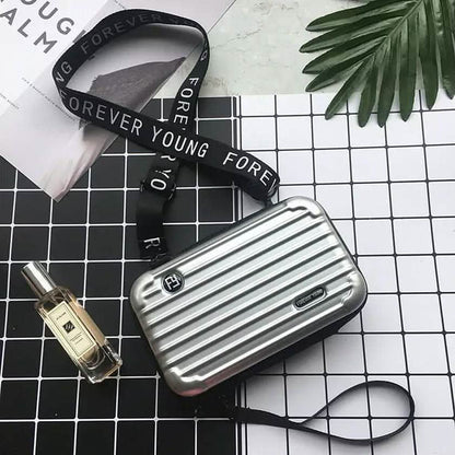 Women Suitcase Box Shape Crossbody Shoulder Bag Letter Band Travel Carrying DailySale