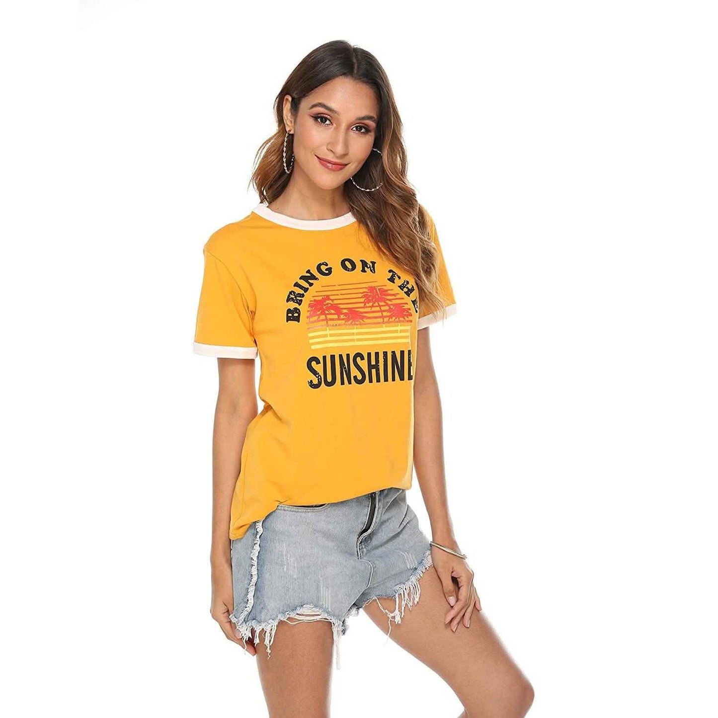Women Sunshine Graphic Long Sleeves Tees Blouses DailySale