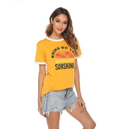 Women Sunshine Graphic Long Sleeves Tees Blouses DailySale