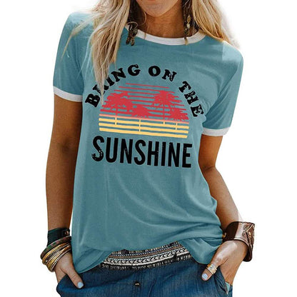 Women Sunshine Graphic Long Sleeves Tees Blouses DailySale