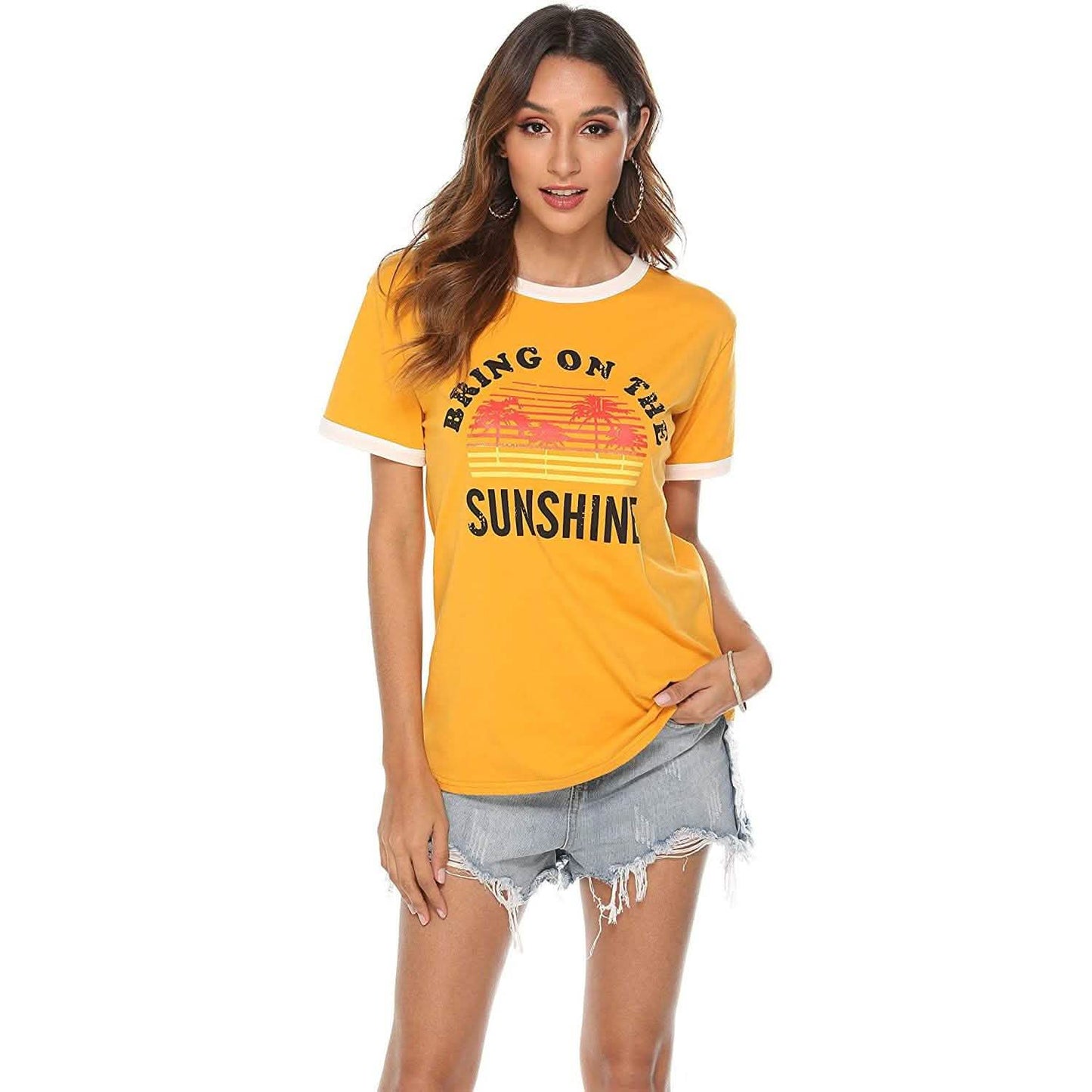 Women Sunshine Graphic Long Sleeves Tees Blouses DailySale
