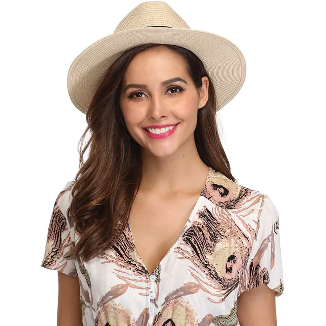 Women Wide Brim Straw Panama Roll up Hat DailySale