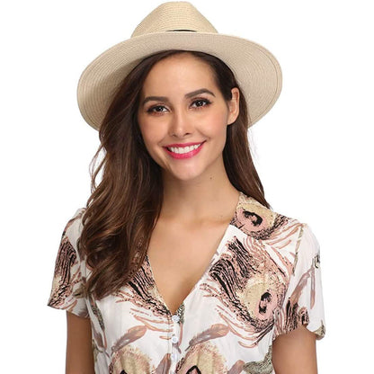 Women Wide Brim Straw Panama Roll up Hat DailySale