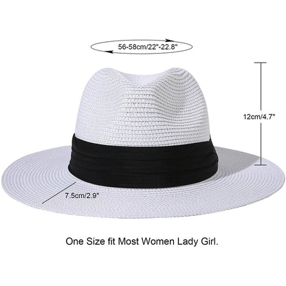 Women Wide Brim Straw Panama Roll up Hat DailySale