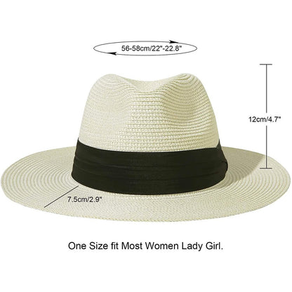 Women Wide Brim Straw Panama Roll up Hat DailySale